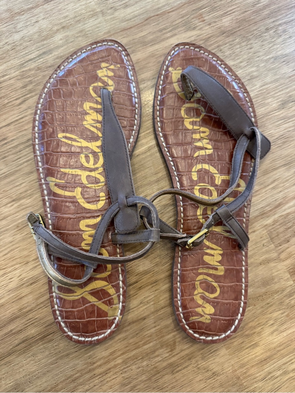 Sam Edelman Brown Leather Thong Wrap Sandals